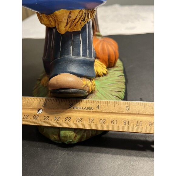 Vtg Hobbyist Ceramic Scarecrow Jack O Lantern Pumpkin Lights Up Fall Harvest - Picture 7 of 16